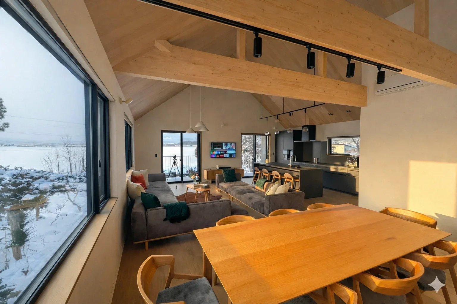 Open plan living and dining area at Villa Matsu